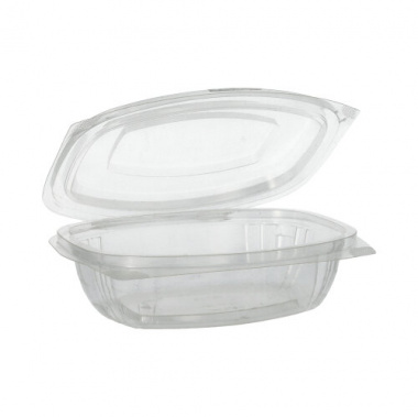 50 Verpackungsbecher mit Klappdeckeln, PLA -pure- 375 ml 4,8 cm x 16,1 cm x 13,2 cm glasklar