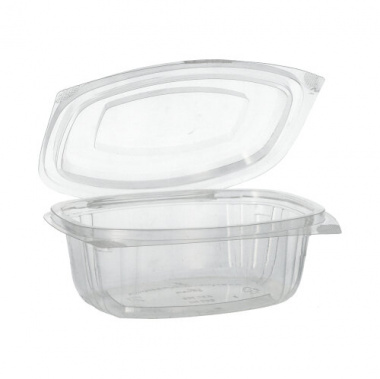 50 Verpackungsbecher mit Klappdeckeln, PLA -pure- 500 ml 6,4 cm x 16,1 cm x 13,2 cm glasklar