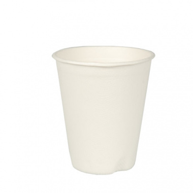 40 Trinkbecher, Zuckerrohr -pure- 0,2 l Ø 8 cm 9,2 cm weiss für Heißgetränke