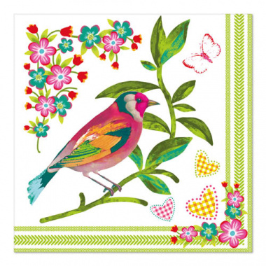 20 Servietten, 3-lagig 1/4-Falz 33 cm x 33 cm Birdie