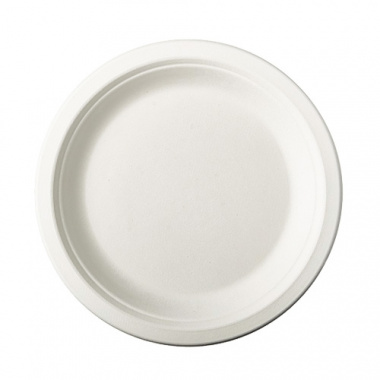 50 Teller, Zuckerrohr pure ungeteilt Ø 18 cm · 2 cm weiss