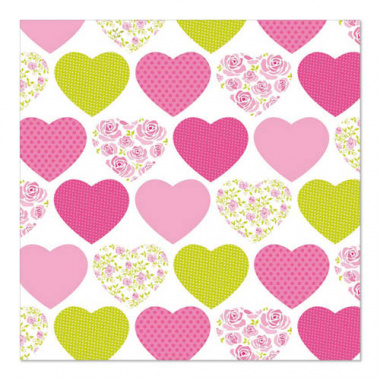 20 Servietten, 3-lagig 1/4-Falz 33 cm x 33 cm Sweetheart