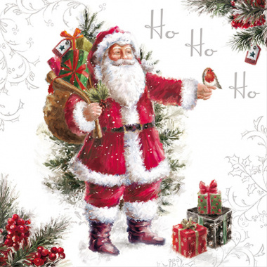 20 Servietten, 3-lagig 1/4-Falz 33 cm x 33 cm HoHoHo