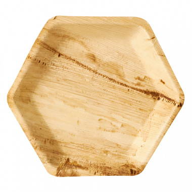 25 Teller, Palmblatt pure 6-eckig 23,5 cm x 3 cm