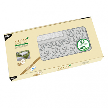 12 Mitteldecken, stoffähnlich, PV-Tissue ROYAL Collection Plus 100 cm x 100 cm grau Damascato
