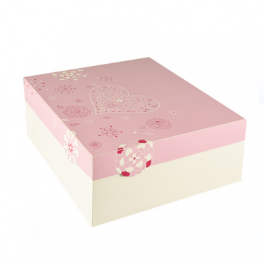 15 Tortenkartons, mit Deckel, Pappe eckig 30 cm x 30 cm x 13 cm weiss/rosa Lovely Flowers