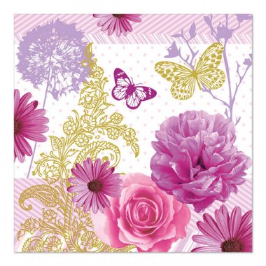 20 Servietten, 3-lagig 1/4-Falz 33 cm x 33 cm Charlene