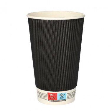 25 Trinkbecher, Pappe To Go 0,4 l  9 cm  13,7 cm Ripple Wall
