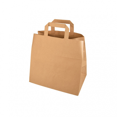 50 Tragetaschen, Papier 25 cm x 26 cm x 17 cm braun mit Tragegriff