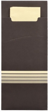 520 Bestecktaschen 20 cm x 8,5 cm schwarz/creme Stripes inkl. farbiger Serviette 33 x 33 cm 2-lag.