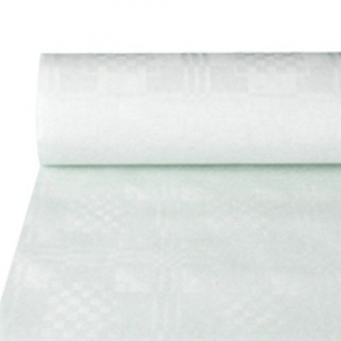 Papiertischtuch mit Damastprägung 50 m x 1 m weiss