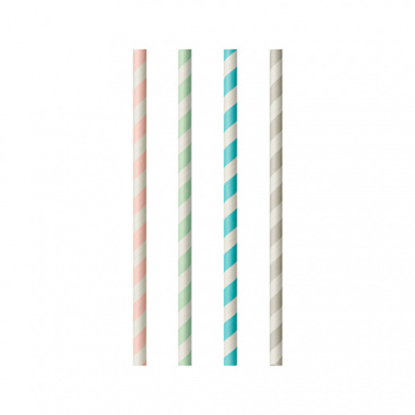 100 Trinkhalme, Papier Ø 6 mm · 20 cm farbig sortiert Stripes