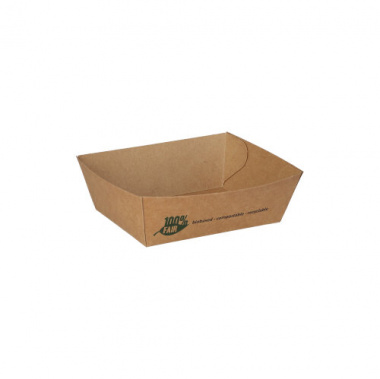 80 Snacktrays, Pappe pure 3,5 cm x 7 cm x 9 cm braun 100% Fair klein
