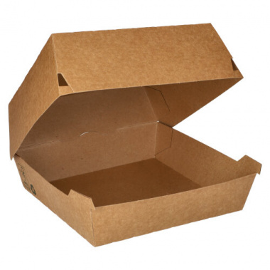 25 Burgerboxen, Pappe 9 cm x 18,5 cm x 18,5 cm braun 100% Fair extra groß