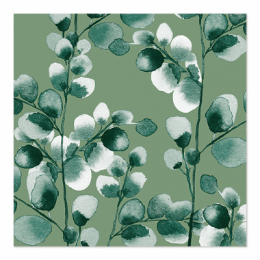 20 Servietten, 3-lagig 1/4-Falz 33 cm x 33 cm Eucalyptus