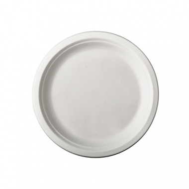 50 Teller, Zuckerrohr pure ungeteilt Ø 15 cm · 2 cm weiss
