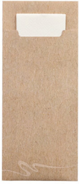 520 Bestecktaschen 20 cm x 8,5 cm natur inkl. weißer Serviette 33 x 33 cm 2-lag.