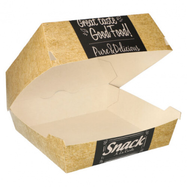 50 Burgerboxen, Pappe pure 8,5 cm x 15,5 cm x 15,5 cm Good Food XXL