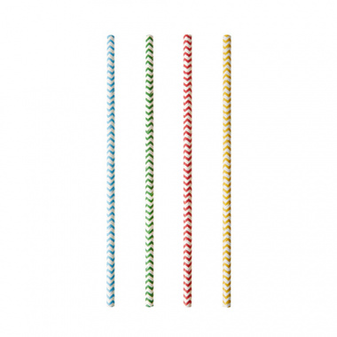 100 Trinkhalme, Papier Ø 6 mm · 20 cm farbig sortiert Zig-Zag