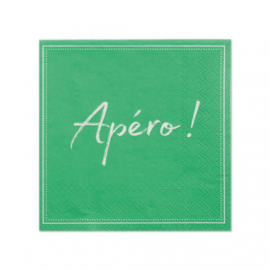 20 Servietten, 3-lagig 1/4-Falz 25 cm x 25 cm grün Apero