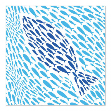 20 Servietten, 3-lagig 1/4-Falz 33 cm x 33 cm Banc de Poissons