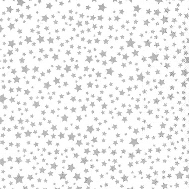 20 Servietten, 3-lagig 1/4-Falz 33 cm x 33 cm weiss/silber Etoiles