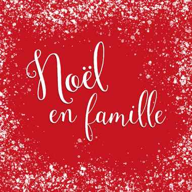 20 Servietten, 3-lagig 1/4-Falz 33 cm x 33 cm rot Noel en Famille