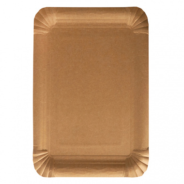 250 Teller, Pappe pure eckig 16,5 cm x 23 cm braun