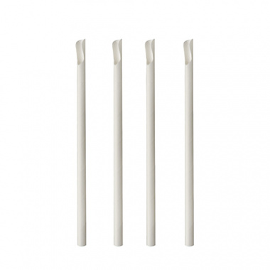 100 Trinkhalme mit Löffel, Papier pure Ø 8 mm · 20 cm weiss