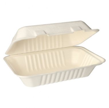 25 Menüboxen, Zuckerrohr pure ungeteilt 7,9 cm x 15,5 cm x 23 cm weiss