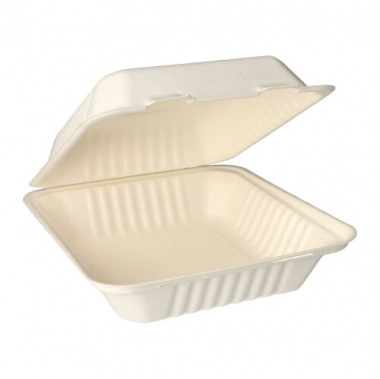 25 Menüboxen, Zuckerrohr pure ungeteilt 7,7 cm x 20 cm x 22 cm weiss