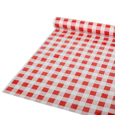 Tischdecke, Folie 50 m x 80 cm rot Karo