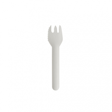 100 Kuchen- und Snackgabeln, Papier pure 12,7 cm weiss mit einseitig gezacktem Rand