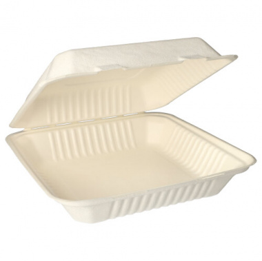 300 Menüboxen, Zuckerrohr ungeteilt 8 cm x 25,5 cm x 25,5 cm weiss
