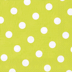 20 Servietten, 3-lagig 1/4-Falz 40 cm x 40 cm limonengrün -Dots-