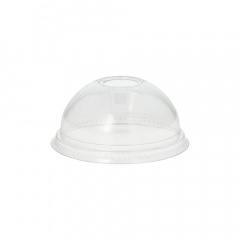 50 Dom-Deckel -Hurricane-, PET rund Ø 9,5 cm 4,5 cm glasklar -mit Lochung-