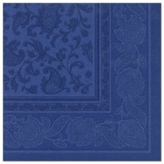 50 Servietten ROYAL Collection 1/4-Falz 40 cm x 40 cm dunkelblau Ornaments