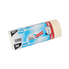 30 Müllbeutel zum Zuziehen, LDPE 30 l 62 cm x 53 cm weiss