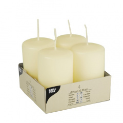 4 Stumpenkerzen Ø 50 mm 80 mm elfenbein -Ivory-