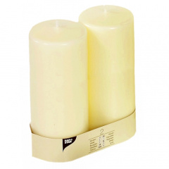 2 Stumpenkerzen Ø 80 mm 220 mm elfenbein -Ivory-