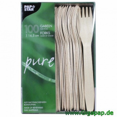 100 Gabeln, Holz -pure- 16,5 cm