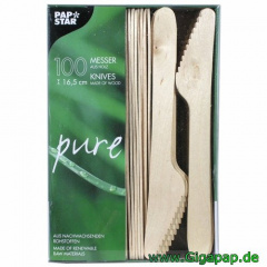 100 Messer, Holz -pure- 16,5 cm