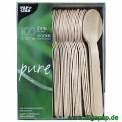 100 Löffel, Suppenlöffel aus Holz -pure- 15,7 cm