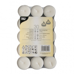 30 Teelichte -Economy- Ø 37 mm 16 mm weiss