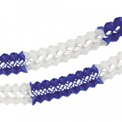 Großraumgirlande, Papier Ø 16 cm 10 m blau/weiss schwer entflammbar