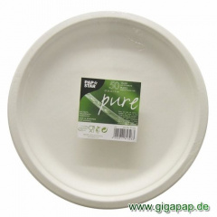50 Teller, Zuckerrohr -pure- ungeteilt Ø 26 cm 2 cm weiss