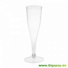 5 Stiel-Gläser für Sekt, PS 0,1 l Ø 5 cm 17,5 cm glasklar mit glasklarem Fuß