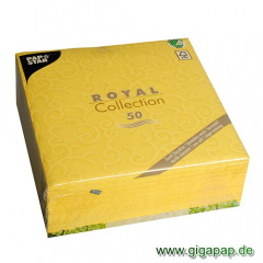50 Servietten ROYAL Collection 1/4-Falz 40 cm x 40 cm gelb Casali