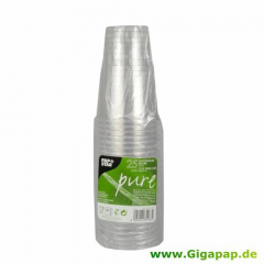 25 Kaltgetränkebecher, PLA -pure- 0,25 l Ø 7,8 cm 11 cm glasklar mit Schaumrand