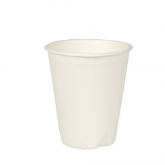 12 Trinkbecher, Zuckerrohr -pure- 0,2 l Ø 8 cm 9,2 cm weiss für Heißgetränke